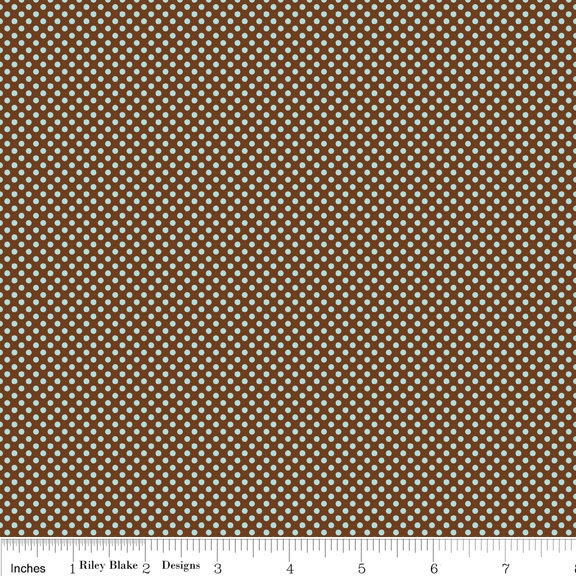 Dainty Blossoms Fabric - Dots Brown by Carina Gardner Riley Blake Designer
