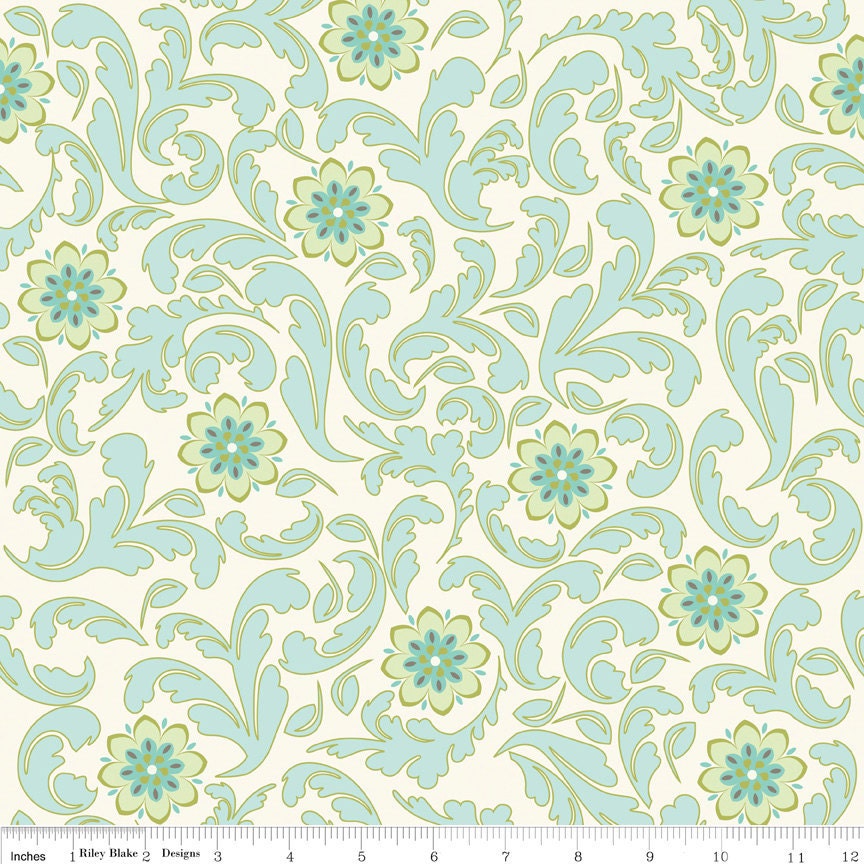 Verona Damask Teal by Emily Taylor Riley Blake Fabrics by the Yard