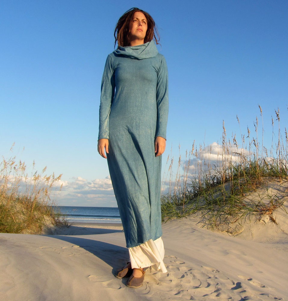 Organic Clothing - Long Chunky Cowl Dress (hemp/organic cotton knit)