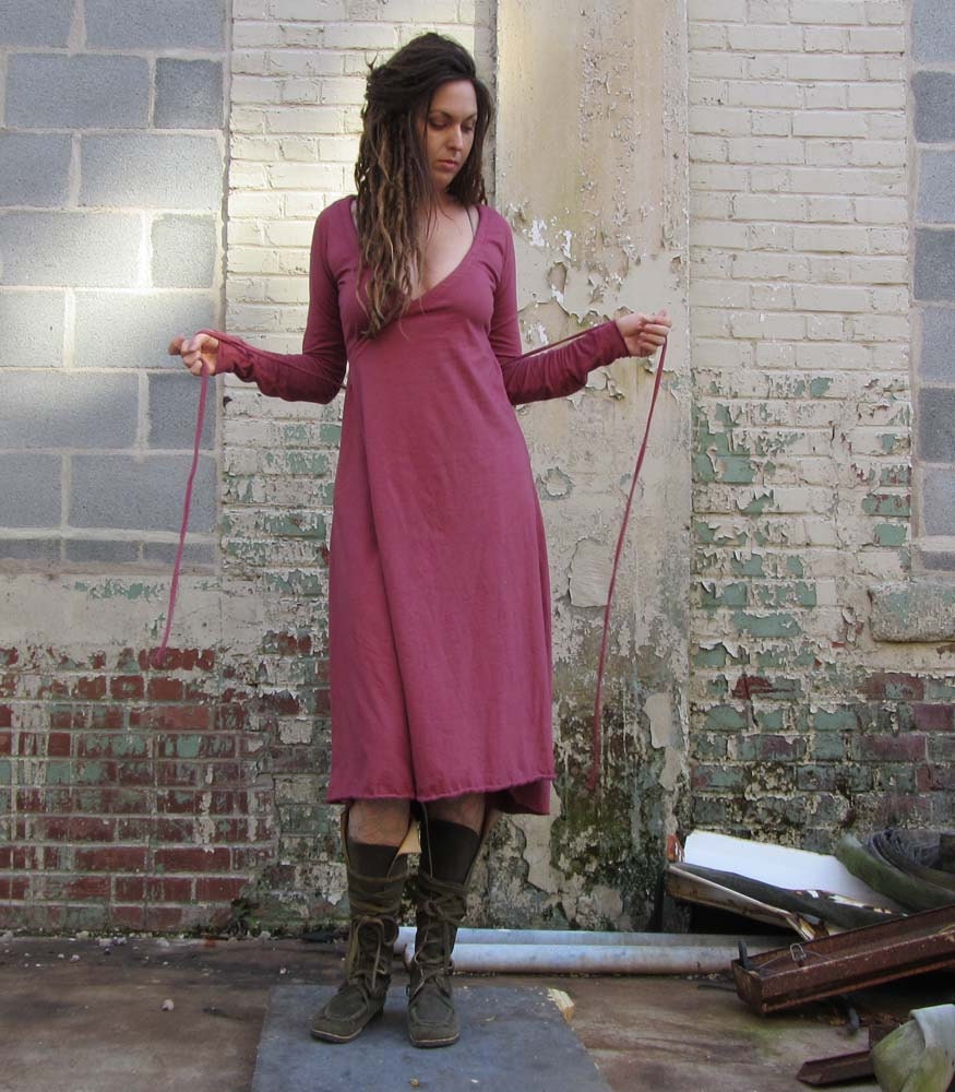 Below Knee Drawstring Wrap Dress (locally milled organic cotton)