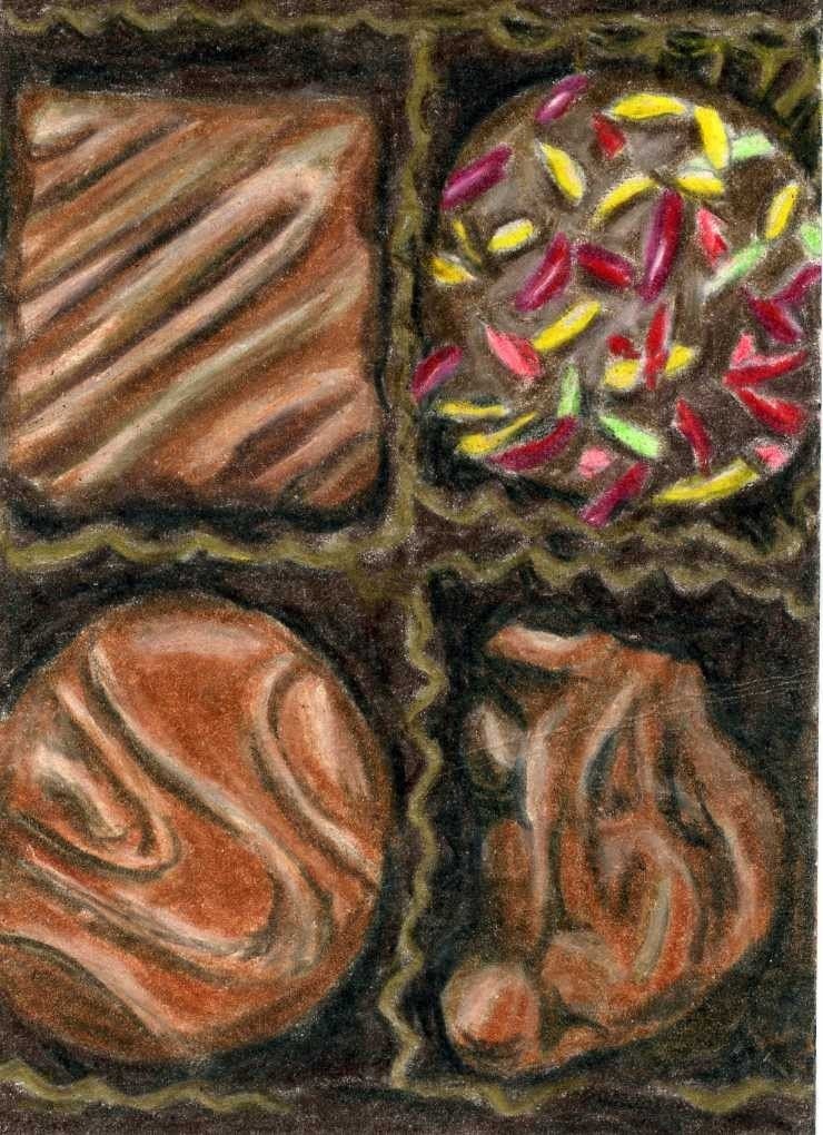 Chocolate Truffles ACEO Color Pencil reproduction 2.5 X 3.5   img