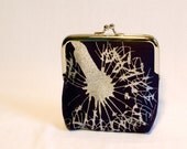 Handprinted Coin Purse Dandelion - Plum