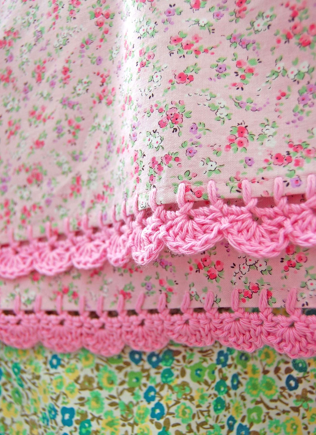 pillowcase with crochet trim  - Too Sweet (pink)
