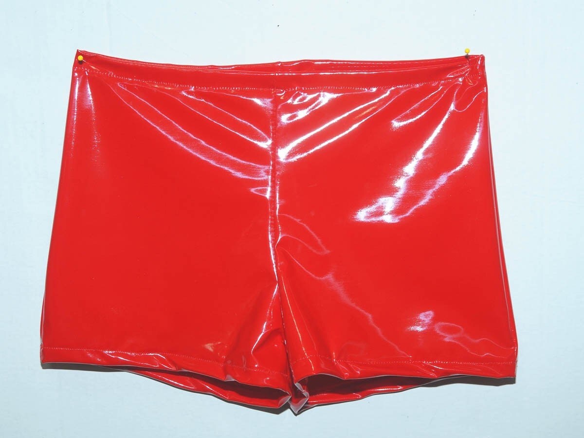 Red Stretch Pleather Shorts size small by missnancy48 on Etsy