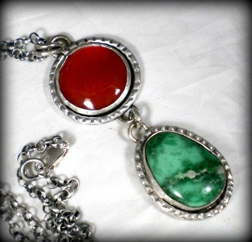 RESERVED FOR N Statement necklace, carnelian and varcite pendant. silver necklace
