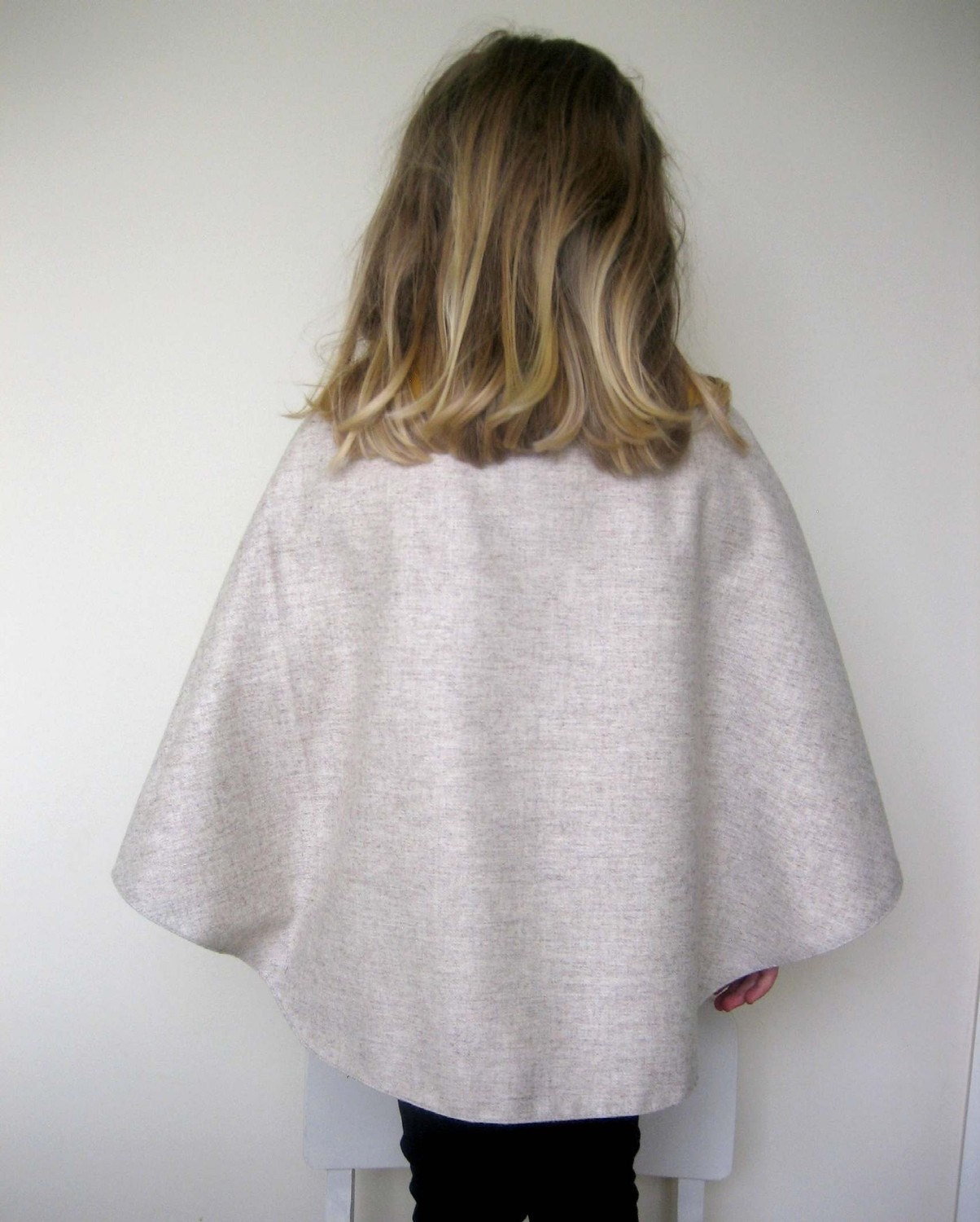 SALE Childs Wool Cape, Barley and Yellow, Last One - One Size, 3Y and Up