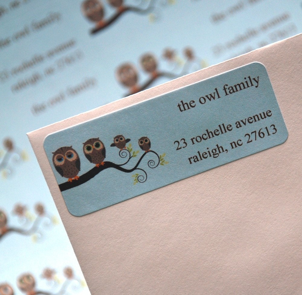 90 Owl Family Return Address Labels