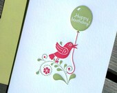 Bird and Balloon Birthday Card
