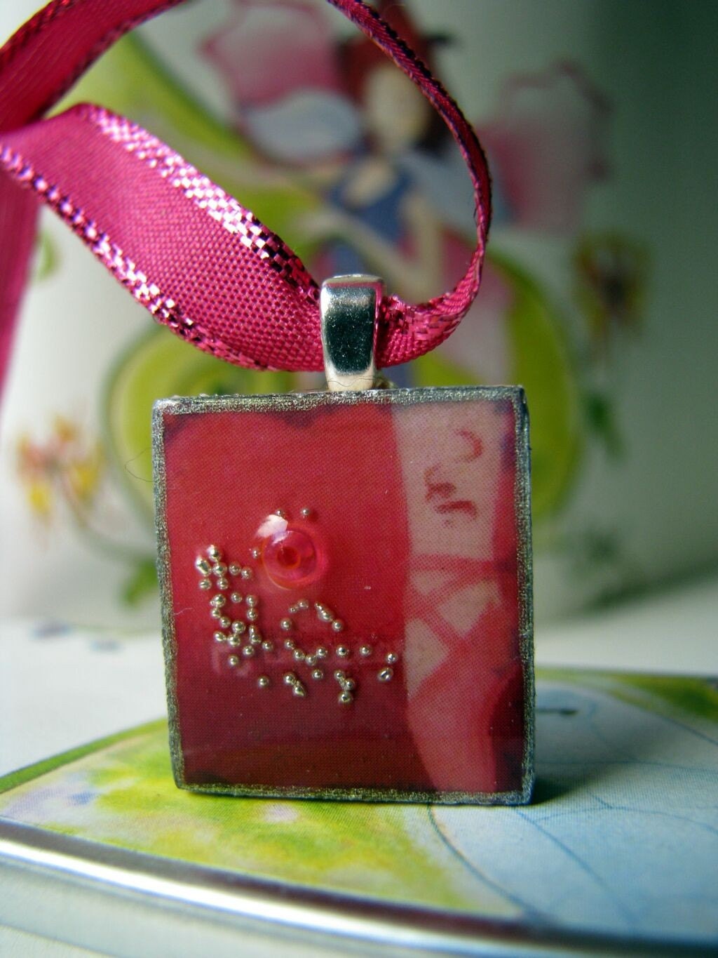 Scrabble pendant, Scrabble tile pendant, Scrabble jewelry, ballet, dance, TIPTOES, in hand painted gift box