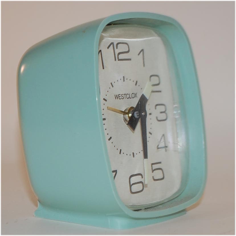Mint Green Vintage mid century modern plastic Westclox clock