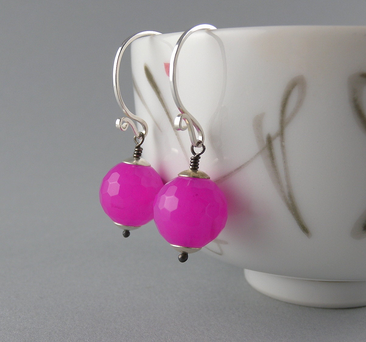 Retro Hot Pink Earrings with Free Shipping
