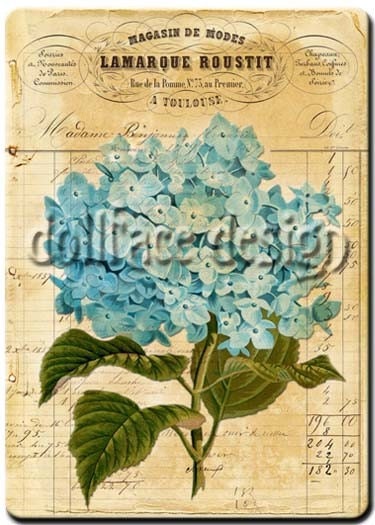 INSTANT digital DOWNLOAD French Antique Blue Flowers - Printable Collage - Scrapbooking - Gift Tag - Art Print - ACEO - Download and Print