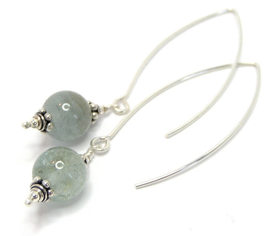 ARINTHA aquamarine gemstone sterling silver earrings