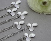 Silver orchid bridesmaids necklaces - set of SIX - Bridesmaid gifts, bridesmaid jewelry