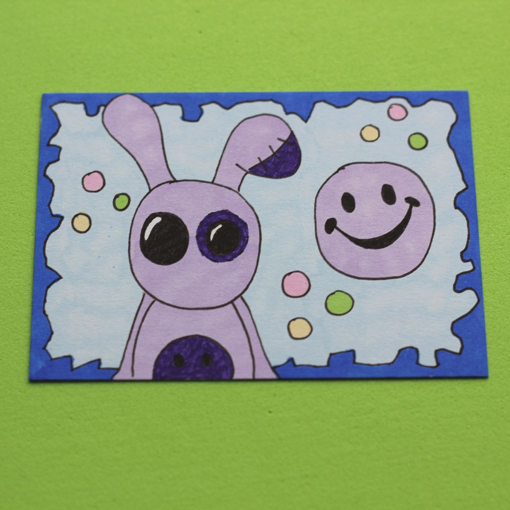 Zombie Happy Bunny ACEO original