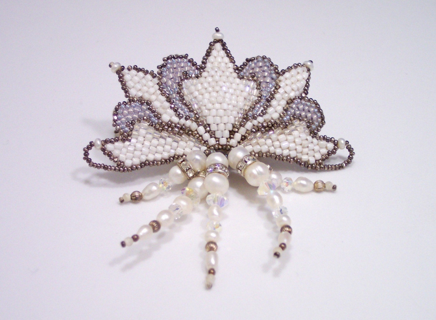 Art Nouveau Kashmir Garnet and Pearl Brooch