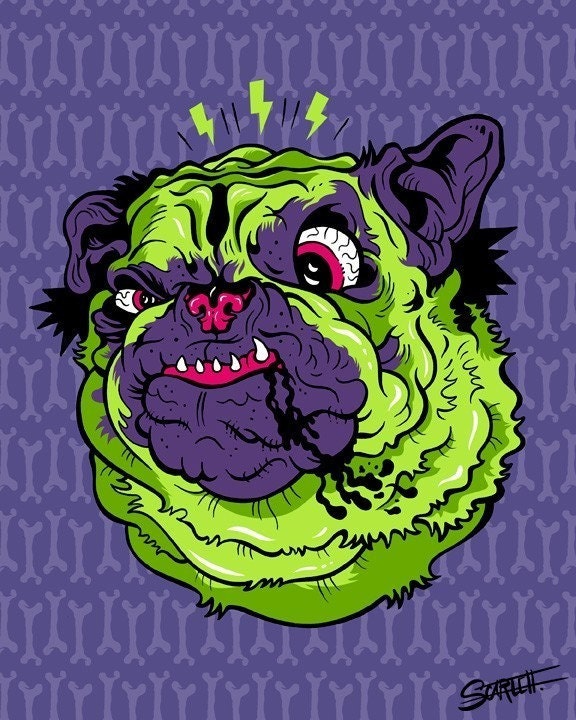 Monster Pets - Pug - 8x10 Print