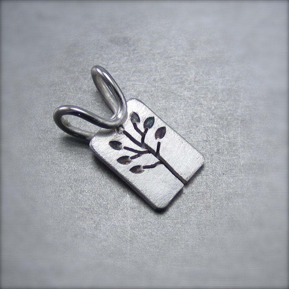 Tiny Leafy Silver Tree Pendant