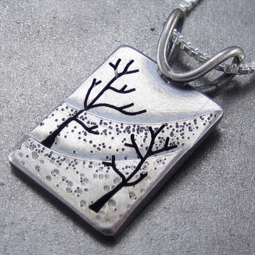 Small Northern Slope Silver Tree Pendant - By Beth Millner