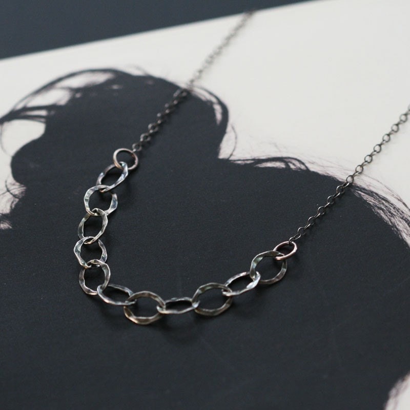 thelma - oxidized silver chain necklace by elephantine