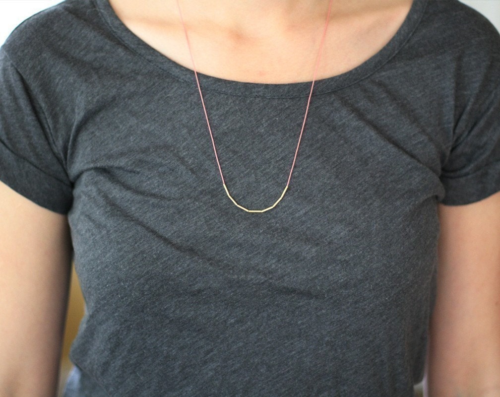fay - minimalist silk and gold necklace by elephantine