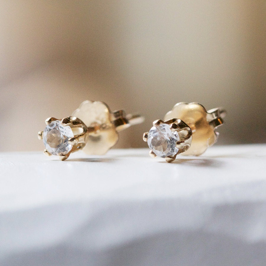 nova trio - tiny gold stud earrings by elephantine