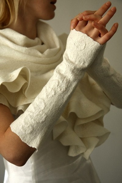 Fingerfull Warmers - Nuno Felted - Fingerless Gloves - Special Occasion