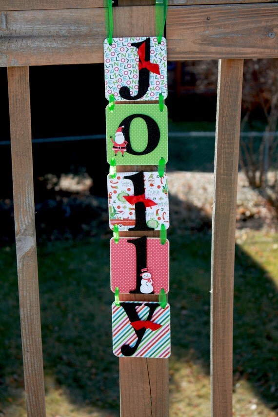 50% off JOLLY banner Christmas wall hanging Il_570xn