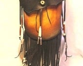 Artisan Made Leather Medicine Bag Fringed Black Deerskin Crossover Purse Fringe Beads "LAKOTA MEDICINE BAG" Handmade by Debbie Leather