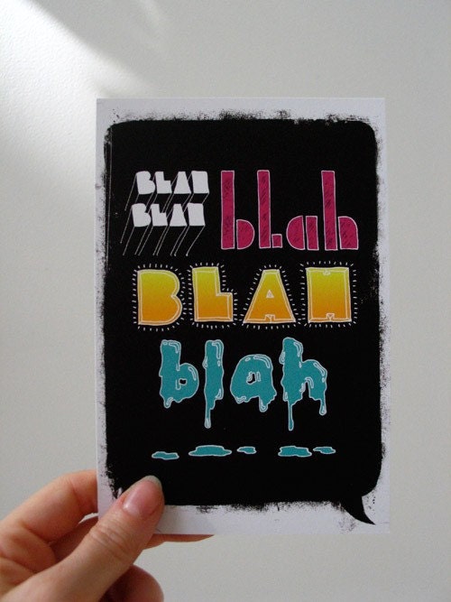 Blah Blah Blah postcard