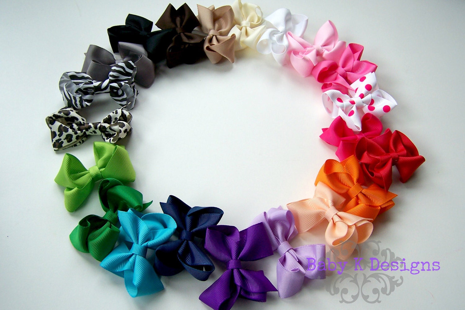 FOUR Baby Hair Clips / Newborn Hair Clips / Itty Bitty Bow Clips / Toddler Girls Simple YOU PICK 2.5" Bow Clips