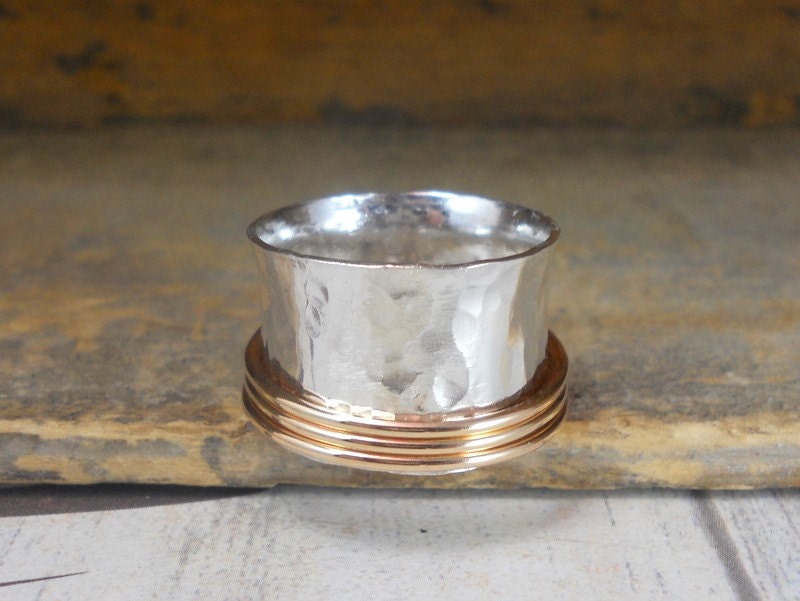 Sterling and Gold Spinner Ring-Spin Some Gold