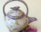 Ceramic Teapot Bird on Tea for two Colorful Majolica Handmade Teapot