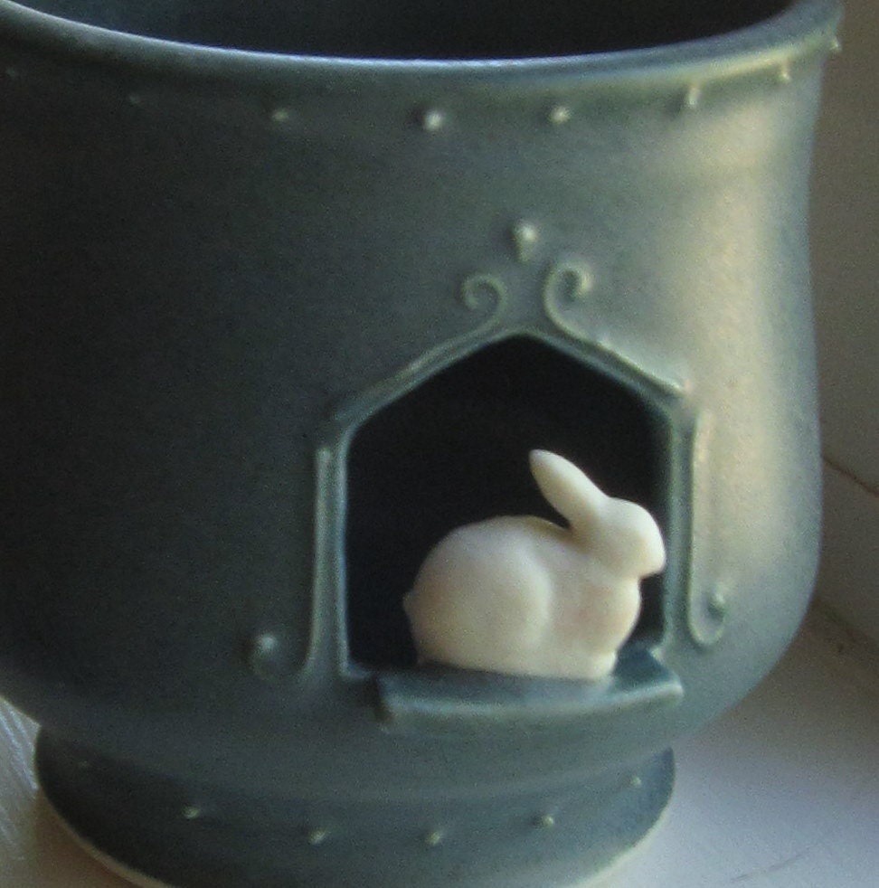 Bunny Votive Candle Holder in Delft Blue and White