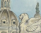 PIAZZA VENEZIA, ROMA Italy sketchbook postcard