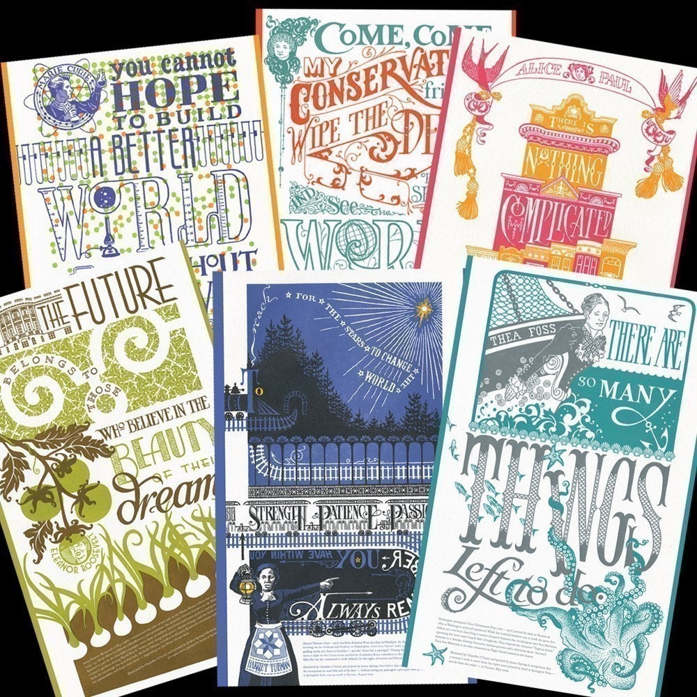 FEMINISTS set of 6 oversized postcards