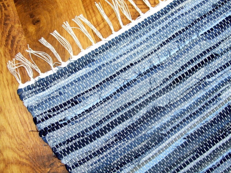 DENIM Woven Rag Throw Rug MD39 by ragrugs on Etsy