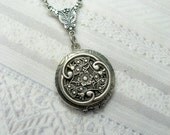 Silver Celtic Knot Locket Necklace - Silver Celtic Garden  - Jewelry by BirdzNbeez - Mother's Day Wedding Bridesmaid Birthday