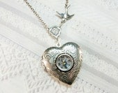 Silver Compass Locket - The ORIGINAL Silver Locket Necklace - Follow Your Heart COMPASS Locket - Valentine's Day Wedding Birthday Gift
