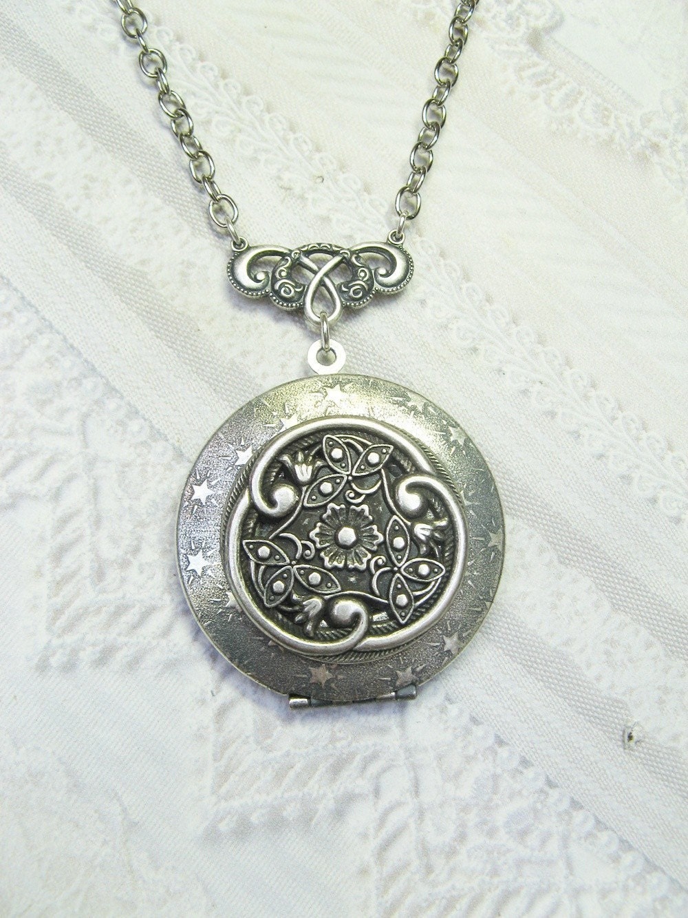 PRIORITY RESERVED ORDER Silver Locket Necklace - Silver Celtic Stars Locket - Jewelry by BirdzNbeez