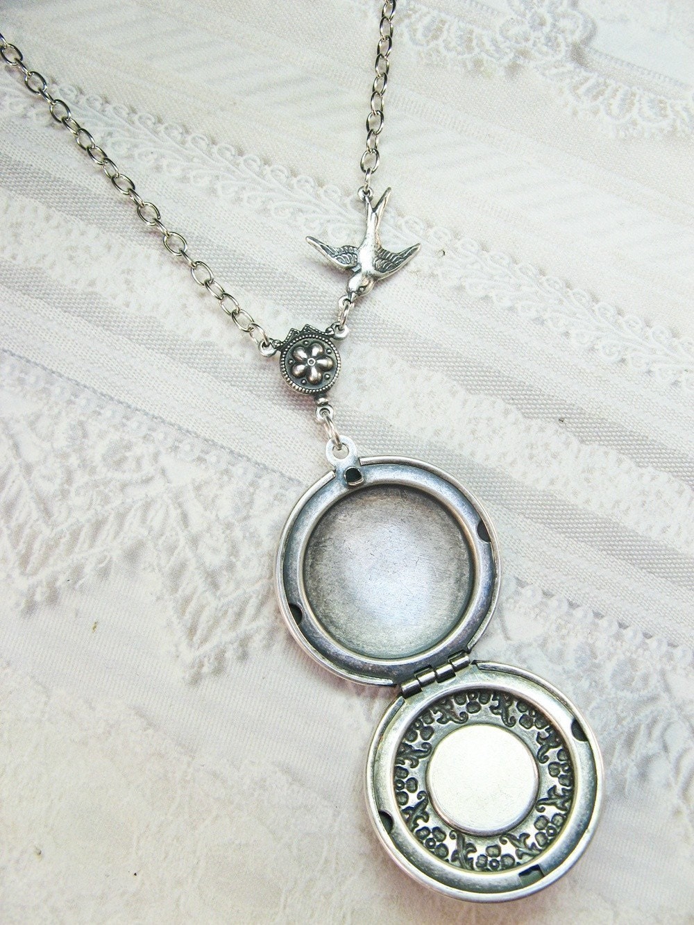 CUSTOM LISTING Compass Locket Necklace - Silver Compass Locket - Guidance  - Steampunk Jewelry by BirdzNbeez