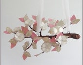 Pink, Green, and White Modern Girl Tree Limb Mobile- Baby Mobile- Nursery Mobile