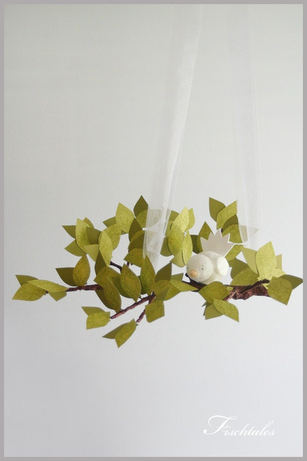Gender Neutral Green Tree Limb Mobile- baby Mobile- Nursery Mobile