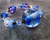 Big Blue Glass Bead Bracelet