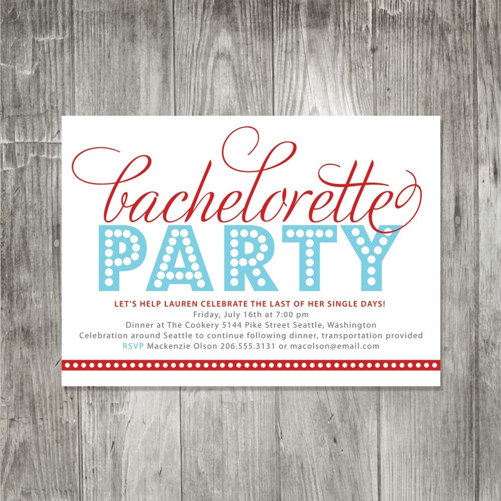 Bright Lights Bachelorette Party Invitation