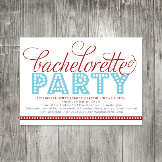 Bright Lights Bachelorette Party Invitation