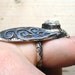 Smoke Wing Cicada Ring- Rainbow Moonstone and Sterling