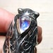 Smoke Wing Cicada Ring- Rainbow Moonstone and Sterling