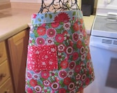 Reversible Cotton Floral Apron in Blue and Pink Designer Fabric - kimbuktu