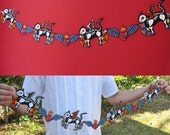 Day of the Dead CAT Paper GARLAND Pet Memorial w/ Sacred Hearts